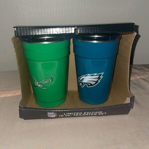 Official NFL Philadelphia Eagles 🦅💚🏆 Super Bowl LIX Champs 2 16oz insulated cups